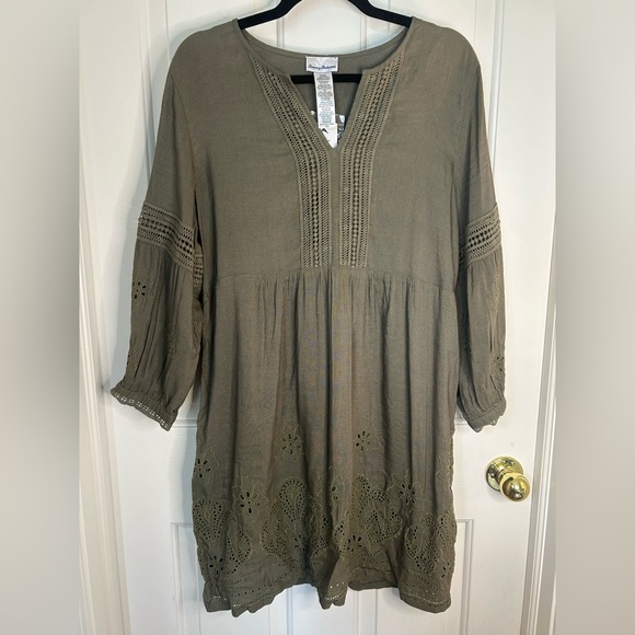 Tommy Bahama Dresses & Skirts - Tommy Bahama St Lucia Dress in Olive Green with Lace Details Size Medium